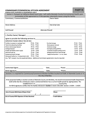 Commissary Commercial Kitchen Agreement
