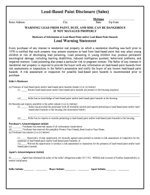 Michigan Lead Based Paint Disclosure for Sales Transaction