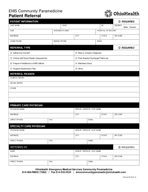 Community paramedic referral form