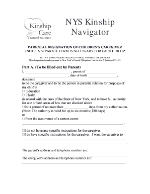 New York Parental Designation of Child s Caregiver Form