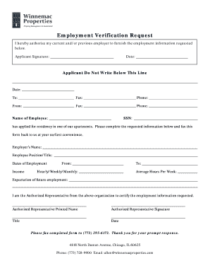 Employment Verification Request Form