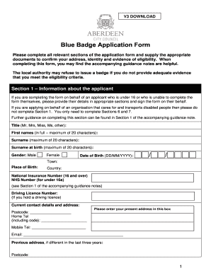 Blue Badge Application Form