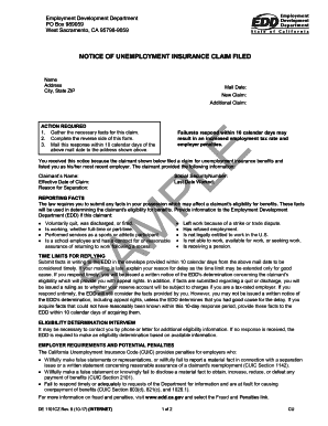 California Unemployment Insurance Claim Notice