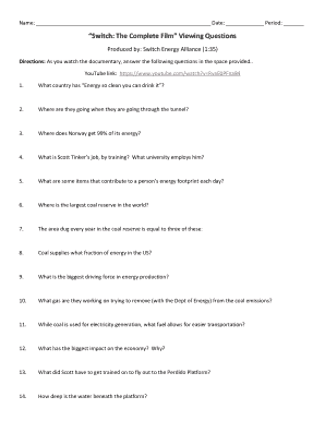 Switch Documentary Viewing Questions