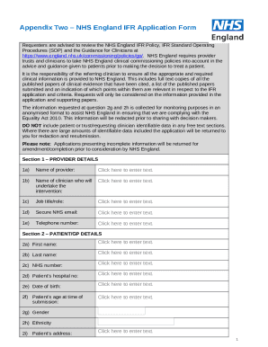 NHS England IFR Application Form