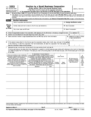 Form 2553 S Corporation Election