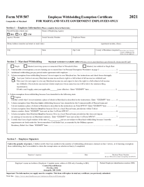 Maryland Employee Withholding Exemption Certificate