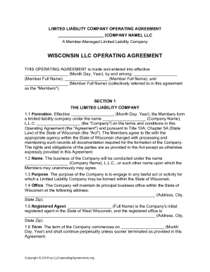 Wisconsin LLC Multi-Member Operating Agreement Template