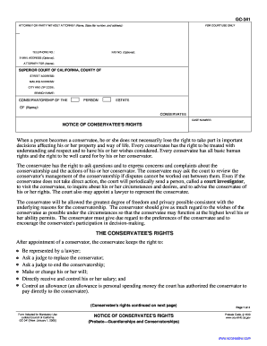 California Conservatorship Notice of Rights