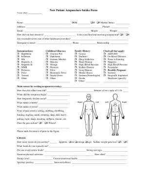 New Patient Acupuncture Intake Form
