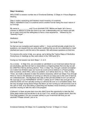 4th Step Inventory A A 4th Step Work sheets 12 Step Guides