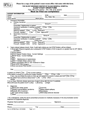 Blackstone sleep study order form