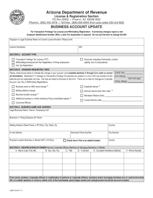 Arizona Business Account Update Form