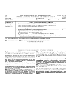 Massachusetts Withholding Exemption Certificate