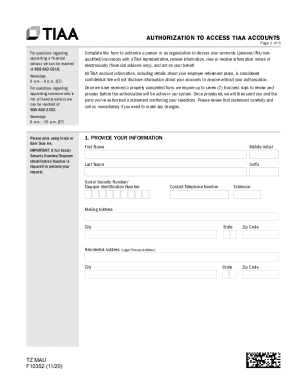 Authorization to Access TIAA Accounts