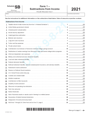 Form 1 subtractions from income