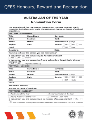 Australian of the Year Nomination Form