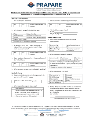 PRAPARE Patient Assessment Form