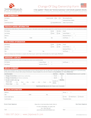 Change of Dog Ownership Form