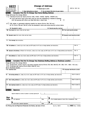 IRS Form 8822 Change of Address