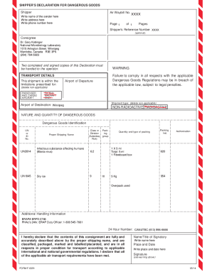 Creating the IATA Dangerous Goods Form: The Shipper'sShipper's Declaration of Dangerous Goods (IATA)