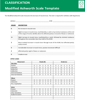 Modified Ashworth Scale Template