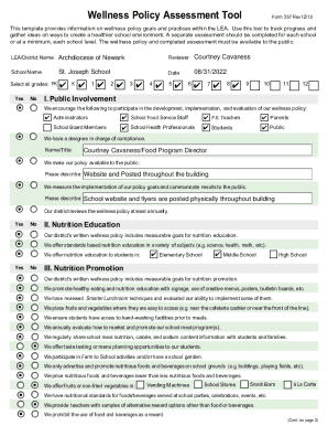 Wellness policy assessment tool