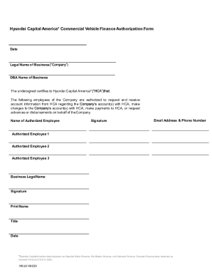 Hyundai Capital America Commercial Vehicle Finance Authorization Form