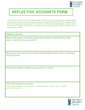 NMC Reflective Account Form