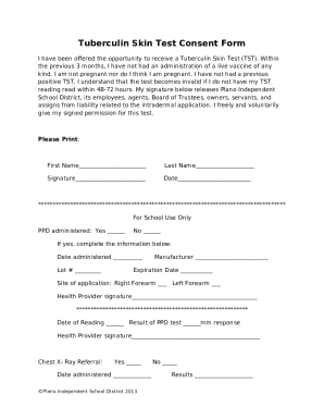 Tuberculin Skin Test Consent Form