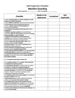 Self-Inspection Checklist Machine Guarding