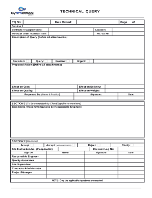 Technical Query Form
