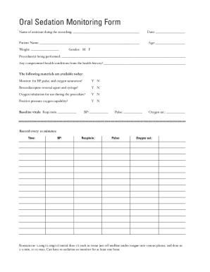 Oral Sedation Monitoring Form