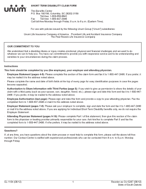 Short term disability claim form