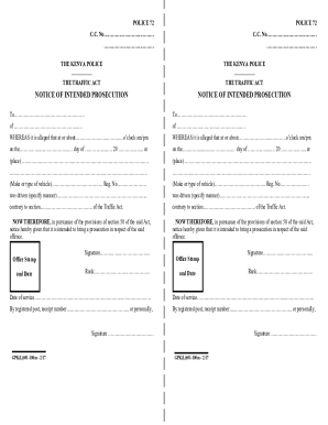Kenya Police Notice of Intended Prosecution