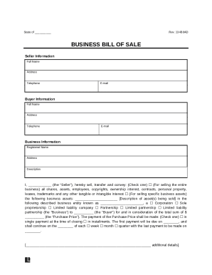 Business Bill of Sale