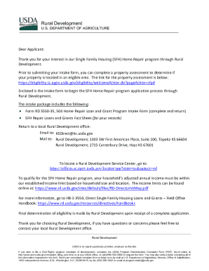 USDA 504 Home Repair Loan and Grant Program Intake Form