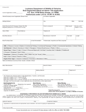 Louisiana Boat Registration Title Application