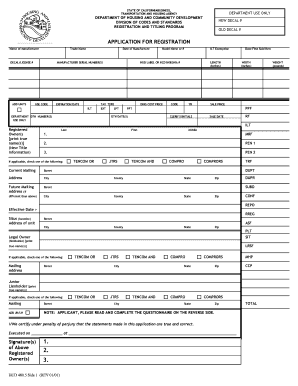 California Manufactured Home Registration Application