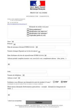 French Residency Permit Application Form