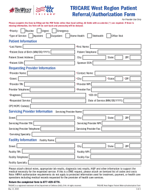 TRICARE West Region Patient Referral Authorization Form