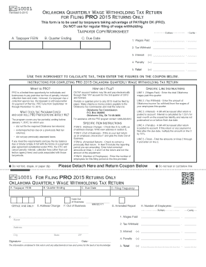 Oklahoma Quarterly Wage Withholding Tax Return