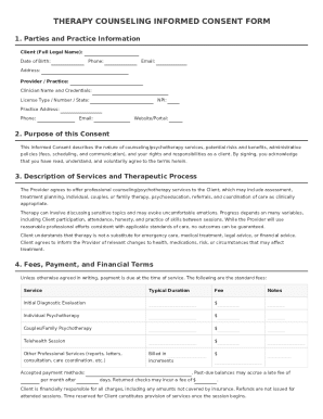 Therapy Counseling Informed Consent Form
