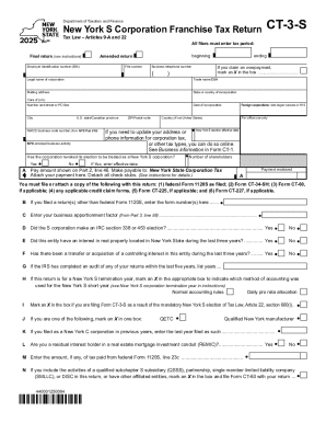 Form CT-3-S New York S Corporation Franchise Tax Return Tax Year 2025