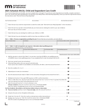 2025 M1CD, Child and Dependent Care Credit M1CD, Child and Dependent Care Credit