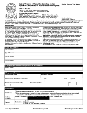 Arizona Apostille Request Form