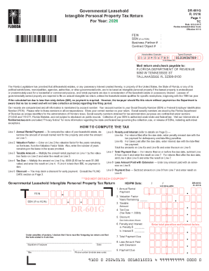 Florida Governmental Leasehold Intangible Personal Property Tax Return