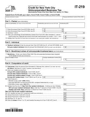 Instructions for Form IT-219 Credit for New York - Tax NY
