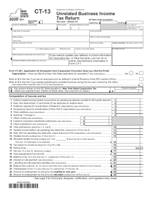 Form CT-13 Unrelated Business Income Tax Return Tax Year 2025