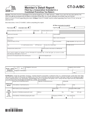 Form CT-3-A BC Member's Detail Report Filed by a Corporation Included in a Combined Franchise Tax Re
